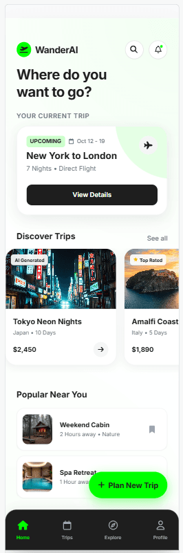 Partner / Creator Trip Page screenshot